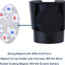 Universal Magnetic Cup Holder, Heavy Duty Plastic Drink Holder, Magnet Cup Holder for Bus Tractor Van RV, Vertical or Horizontal Mount, Fits Most Cups, Bottles, Cans, Tumblers, Black 2 Pack