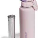 Vesmoon Vessence 32 Oz Stainless Steel Tea Infuser Bottle for Loose Leaf Tea, Water, Herbs, Fruits - Triple Layered Insulated, Leak Proof Bottle with Lid and Clip Handle - 24 Hours Hot/Cold (Denali Lilac)