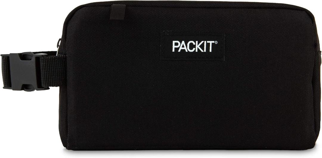 PackIt Freezable Snack Box, Black, Built with EcoFreeze Technology, Collapsible, Reusable, Zip Closure with Buckle Handle, Perfect All Ages and Fresh Snacks on the go
