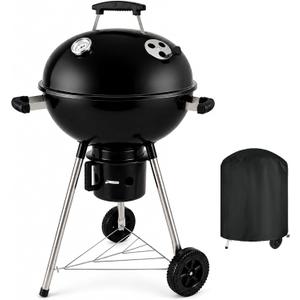 18-Inch Kettle Charcoal Grill with Cover & Wheels | Easy Assembly, Built-in Thermometer, Removable Ash Catcher, Perfect for Backyard BBQ, Patio & Family Cookouts