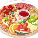 Zenzemwa Charcuterie Boards, Round Bamboo Charcuterie Board with Locking Lid & 6 Compartments, Reversible Cheese Board Serving Tray with Clear Plastic Cover House Warming Gifts (12.4"L x 12.4"W)