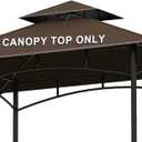 Grill Gazebo Replacement Canopy Top - AONEAR 5'x8' Outdoor BBQ Tent Roof Cover Double Tiered Outdoor Grill Shelter Fit for Model L-GG001PST-F (Brown)