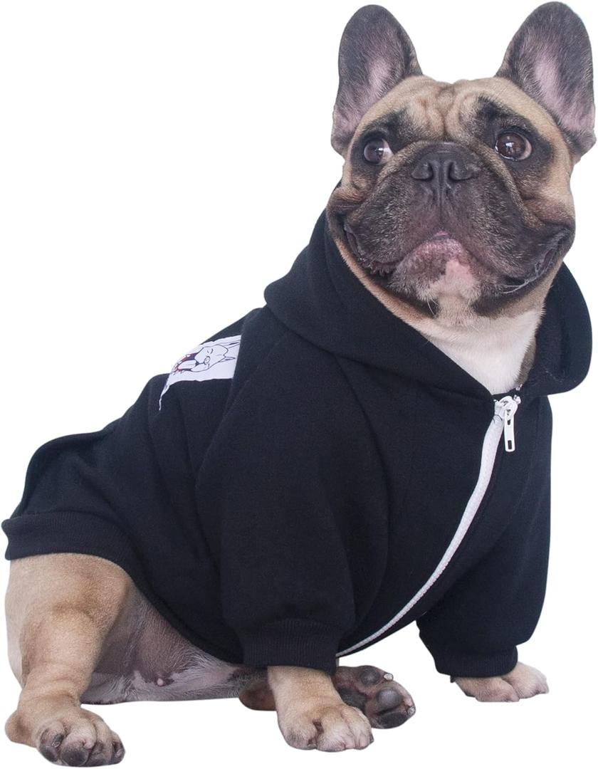 iChoue Pug Clothes Hoodies for Dogs Puppy French Bulldog Frenchie English Boston Terrier Bully Pitbull Sweatshirt Sweater Clothing Cold Weather Winter Coats - Black/Small (Small ( 5 - 15 lbs )) iChoue Pug Clothes Hoodies for Dogs Puppy French Bulldog Frenchie English Boston Terrier Bully Pitbull Sweatshirt Sweater Clothing Cold Weather Winter Coats - Black/Small (Small ( 5 - 15 lbs ))