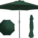 PatioKingdom 9FT Patio Outdoor Umbrella-UPF 50+ Sun Shade with Wind Vent, Push-Button Tilt & Smooth Crank Lift, Rust-Resistant Fiberglass Frame for Garden, Backyard,Yard (Dark Green)