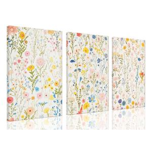 ZQARTZZQ Framed Colorful Wildflower Canvas Wall Art, Floral Wall Art, Watercolor Flower Wall Decor Flowers Pictures Prints Floral Painting Set of 3 for Living Room Girls Bedroom Bathroom