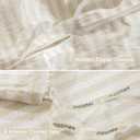 MooMee Striped Duvet Cover Set 100% Washed Cotton Linen Like Textured Breathable Durable Soft Comfy (Almond Milk Grey Classic Stripes, Queen 90"x90")
