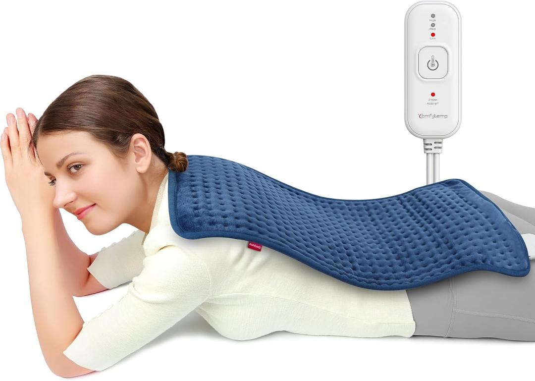 Comfytemp Heating Pad for Back & Period, Electric Extra Large Heat Pad, Birthday Gifts for Women Mom Dad & Mother Day Gift, Moist Neck Shoulder Legs Arm Knee Heated Pad Washable, 12"x24", Navy Blue
