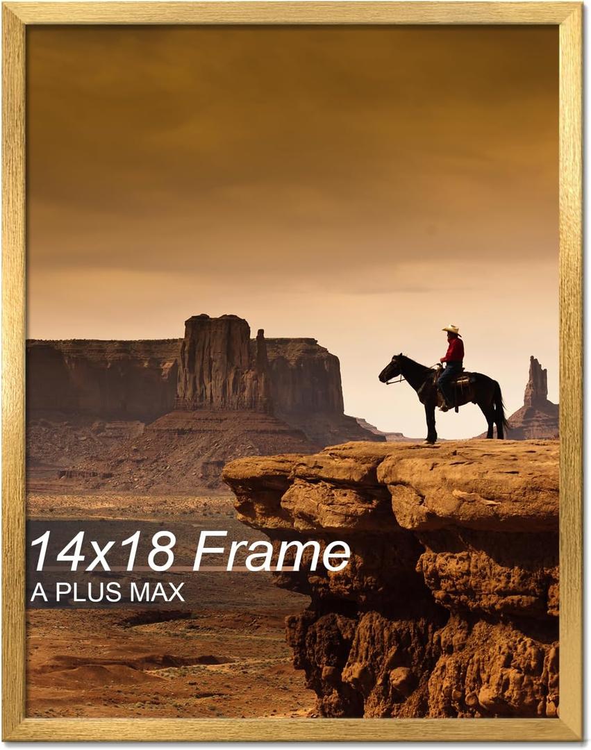 A PLUS MAX 14x18 Picture Frame Gold Light Weight Wall Mount