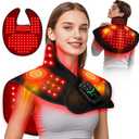 Cordless Red Light Therapy for Neck Shoulder with Heat & Massage, 5000mAh Controller 118LEDs 3-in-1 Chip 660nm&850nm Infrared Light Therapy Pad for Body Home Outdoor Use