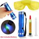 Leak Detector Kit, Fluorescent Protective Glasses Air Conditioning Accurate Leak Detector Kit Tools, Car Accessories Replacement Easy to Use Eco Friendly UV Dye(Random)