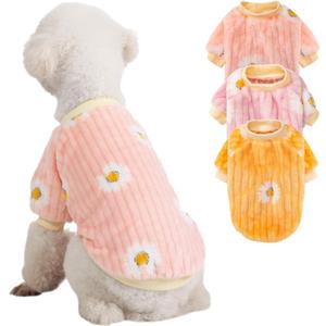 Dog Sweater, 3 Pack Dog Sweaters for Small Dogs, Dog Clothes for Small Dogs Girl Boy, Ultra Soft and Warm Puppy Sweater Dog Coat for Winter Christmas (XS, Dy Pink+Dy Purple+Dy Yellow)