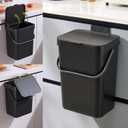 3.2 Gallons Hanging Trash Can with Slide Lid - Kitchen Garbage Can, Under Sink Trash Can, Garbage Can for Bathroom, Waste Bucket Outdoor Indoor, 12L(Black)