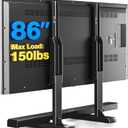 Rfiver Table Top TV Stand with Height Adjustable TV Legs, TV Stands Base with Cable Management for Most 37 to 86 Inch Flat or Curved TVs, Steel TV Feet Holds up to 150 lbs, Max VESA 800x600mm, Black