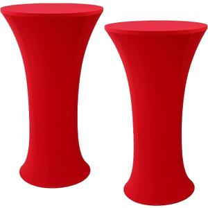 LIGCARESS Cocktail Table Covers 2 Pc 32x43 Inch,Red Spandex Stretch Round Cocktail Tablecloth for Round Tables,Banquets,Outdoor Parties,Weddings,High top Table Covers (2 Pc Red 32X43)