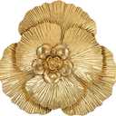 DILATATA 3 Pcs Metal Flower Wall Art Set 10 Inch Rustic Modern Floral Sculpture 3D Metal Flower Wall Hanging Accent for Indoor Living Room Bedroom Kitchen Bathroom Garden Patio Decor - Gold (Style 2#Gold)