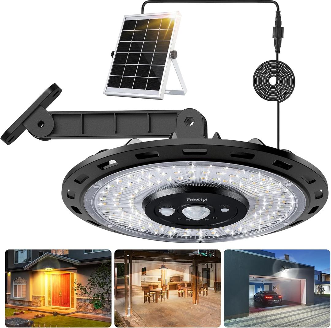 Solar Light Indoor Outdoor, 3000LM Solar Shed Light Rotation Design, Waterproof 5 Modes (2 for All Day Lighting) Motion Sensor, Dimmable Remote for Barn Patio Chicken Coop Gazebo Garage