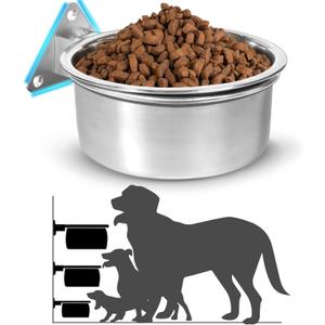 Raised Large Dog Bowls Wall Mount Pet Bowl, Collapsible Elevated Pet Bowl for Dog Cat Chicken Coop - 8 Cups / 2 Quart