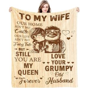 CENSIHER Gift for Wife from Husband to My Wife Blanket Wedding Anniversary Romantic Gifts for Women Birthday Christmas Valentine's Mother's Day Healing Thoughts Blanket Presents for Her, 60x50in