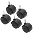 5pcs 1.5 Inch Swivel Caster Wheels, M8 Circlip Stem Caster Wheels, Heavy Duty Casters, Black Nylon Wheels Replacement for Furniture, Table, Cabinet, Shelf