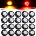 20Pcs 2" Inch Round LED Clearance Side Marker Lights Kit 9 LED w/Clear Reflector Lens, 10 Amber + 10 Red 2" Led Round Trailer Side Marker Lights Sealed Flush Mount w/Grommet and 2 Prong Pigtails
