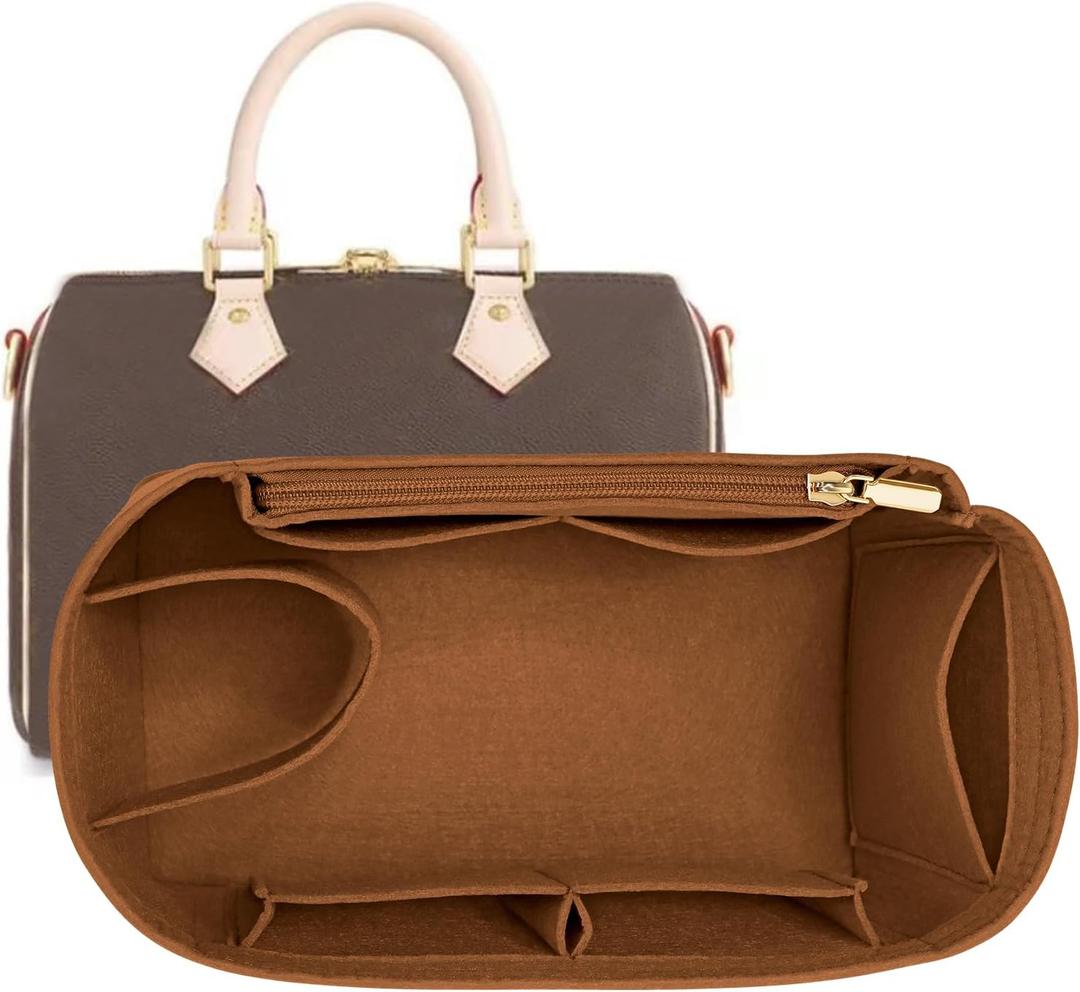 Purse Organizer Inserts for Speedy 35 Felt Purse Inserts HandBag and Tote bag Neverful Organizer Insert (EarthColor,X-Lage