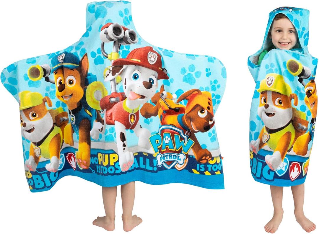 Franco Kids Bath and Beach Soft Cotton Terry Hooded Towel Wrap, 24" x 50", Paw Patrol Blue (Multicolor)