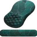 Mouse Pad Wrist Support, Laokiiy 2 in1 Keyboard Wrist Rest+ Ergonomic Mouse Pad, Non-Slip Wrist Rest for Computer Keyboard, Made Easy Typing & Relieve Wrist Pain Banana Leaf Green