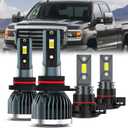 QIPEIZSP Fit For GMC SIERRA 1500 2014-2015 Light Bulbs, 9012 High Low Beam + H16 Fog Light Bulb, 4-Pack