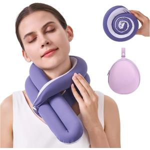 Travel Pillow, Neck Pillow  Ergonomic Memory Foam Pillow for Airplane, Adjustable & Ultra-Lightweight with Dual-Sided Fabric for Flight, Car, and Office Use, Purple