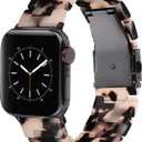V-MORO Lightweight Resin Bands Compatible with Apple Watch Series 8/9/10/11 Band 45mm/46mm/44mm/42mm Fashion Strap Compatible iwatch Ultra 49mm Series 7/SE/6/5/4/3/2/1(Tortoise Stone Flower)
