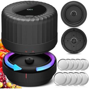 2026 Latest Electric Mason Jar Vacuum Sealer Kit for Mason Jars with Wide and Regular Mouth Canning Jar Lids (Black)