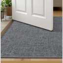 Color&Geometry Ultra Thin Indoor Door Mat (Rolled-up NO Creases) 32"x48", Non Slip Rubber Backed Dirt Trapper Door Mat Indoor Entrance, Low Profile Entryway Mat, Easy Clean, Dark Grey Linen