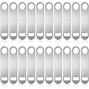 Pack of 20 Flat, Stainless Steel Beer Openers Sublimation Bottle Opener Blanks Heavy Duty Bar Funny for Bartender, Men Women Kitchen Party Supplies, 7 Inch (Silver)