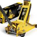 YELLOW JACKET 3 Ton Hydraulic Floor Jack Dual Pump for Quickly Car Lift, Low Profile Service Jack, 6600 lb Capacity