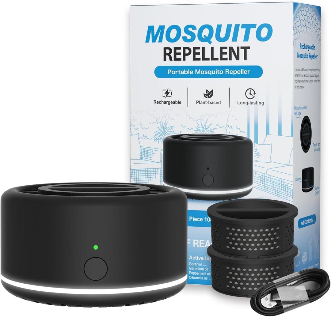 Mosquito Repellent Outdoor Patio Rechargeable Portable Insect Repeller Indoor 30 ft Mosquito-Free Protection Bug Repellent Device Camping Hiking Outing 2 Refills (Black) Mosquito Repellent Outdoor Patio Rechargeable Portable Insect Repeller Indoor 30 ft Mosquito-Free Protection Bug Repellent Device Camping Hiking Outing 2 Refills (Black)