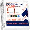 Large Waterproof Tarp - Heavy Duty 10 Mil Thick Poly Tarpaulin Ideal for Canopy Tents, Boats, RV or Pool Covers - Multipurpose Protective Tarps with Grommets for Indoor and Outdoor Use | 25' x 40'