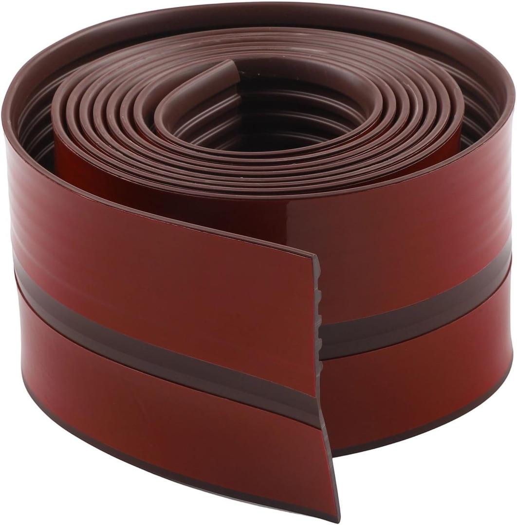 Non-Slip Stair Edge Trim 10FT Vinyl Rubber Stair Nosing Protector Waterproof Self-Adhesive Stair Nose Molding for Indoor Outdoor Steps Tile Wood Marble Metal Glass (Brown)