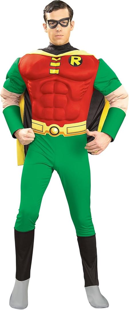 DC Comics Deluxe Muscle Chest Robin Adult Costume, Small