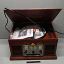 Victrola Nostalgic 6-in-1 Bluetooth Record Player & Multimedia Center with Built-in Speakers - 3-Speed Turntable, CD & Cassette Player, FM Radio | Wireless Music Streaming | Mahogany