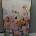 Nature Pink Floral Framed Canvas Wall Art Set,Boho Colorful Wildflowers Botanical Wall Decor, Modern Aesthetic Bohemian Flowers Art Print for Living Room,Bedroom-24 x36 x3