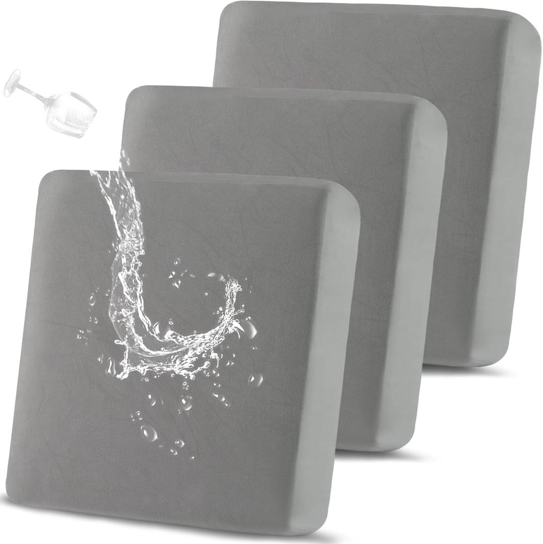 Waterproof Couch Cushion Covers, Stretch Sofa Cushion Covers, Individual Sofa Seat Cushion Slipcovers, Furniture Protector for Kids/Pets (3-Piece Sofa Cushion Cover, Light Grey)