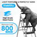 4 Step Ladder, Foldable Step Stool with Wide Anti-Slip Pedal & Thick Rubber Feet, Cushioned Handle, Safe-Lock Design, Folding Portable Ladder for Multi-Purpose, 800lb, Grey