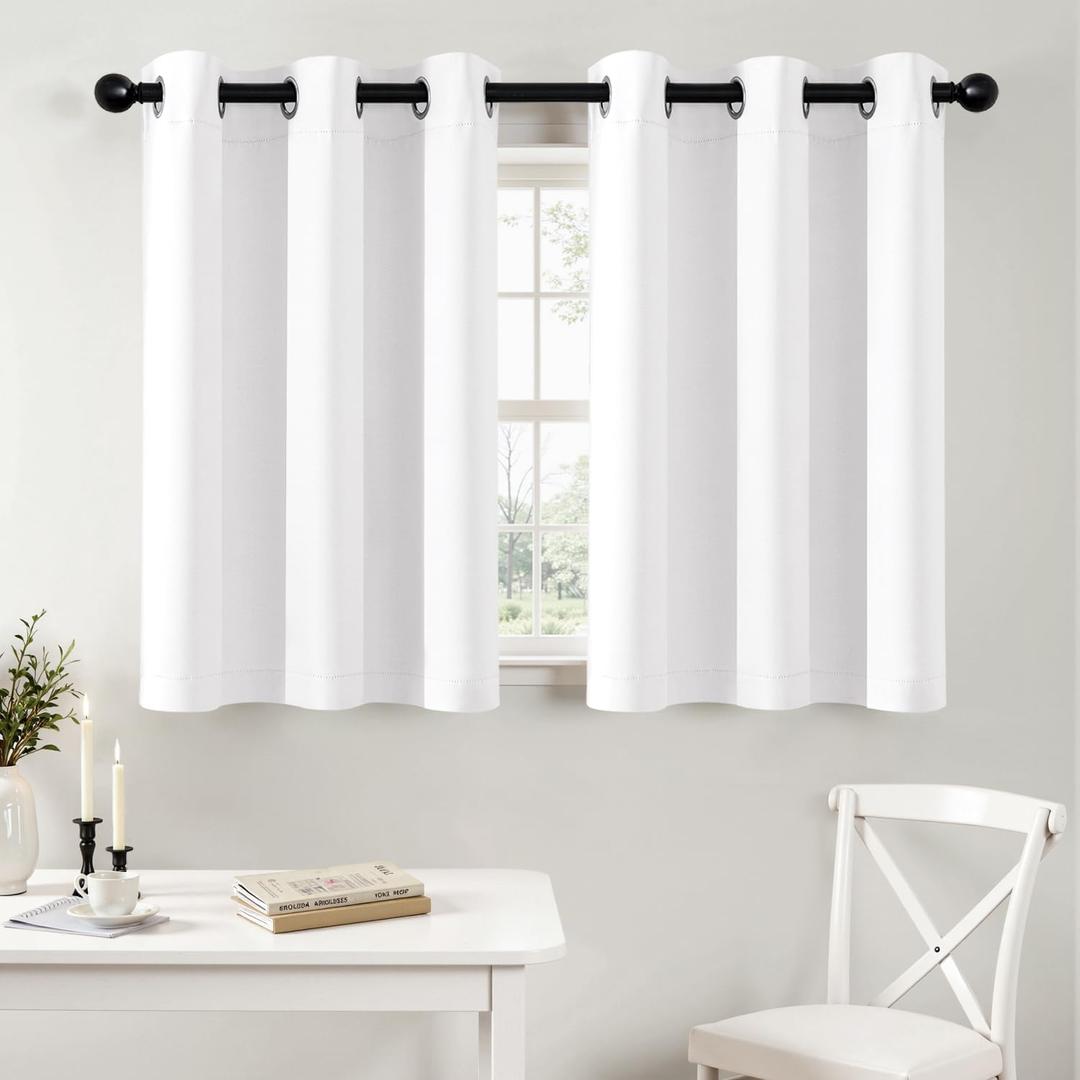 MIULEE Pure White Blackout Curtains for Bedroom Living Room 36 Inches Long 2 Panels, Thermal Insulated Room Darkening Drapes Grommet Noise Reducing Light Blocking Window Treatments 40x36 Inch