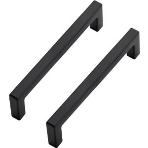 Ravinte 5 Pack Solid 4 Inch Center to Center Slim Square Bar Drawer Handles Kitchen Cabinet Handles Black Drawer Pulls Kitchen Cabinet Hardware Matte Black Pulls