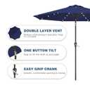 Tobeos 9FT Patio Umbrella with Solar Lights,Outdoor Market Umbrella with Tilt and Crank, LED Lighted Table Umbrella for Garden,Deck,Backyard,Pool,Beach