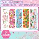 Threlaco 120 Pcs Fabric Adhesive Flexible Bandages Bulk Assorted Shapes and Patterns Small Colorful Pretty Fabric Bandages with Non Stick Pad 3 x 1 Inch for Cuts Wound Scrapes Women(Floral)