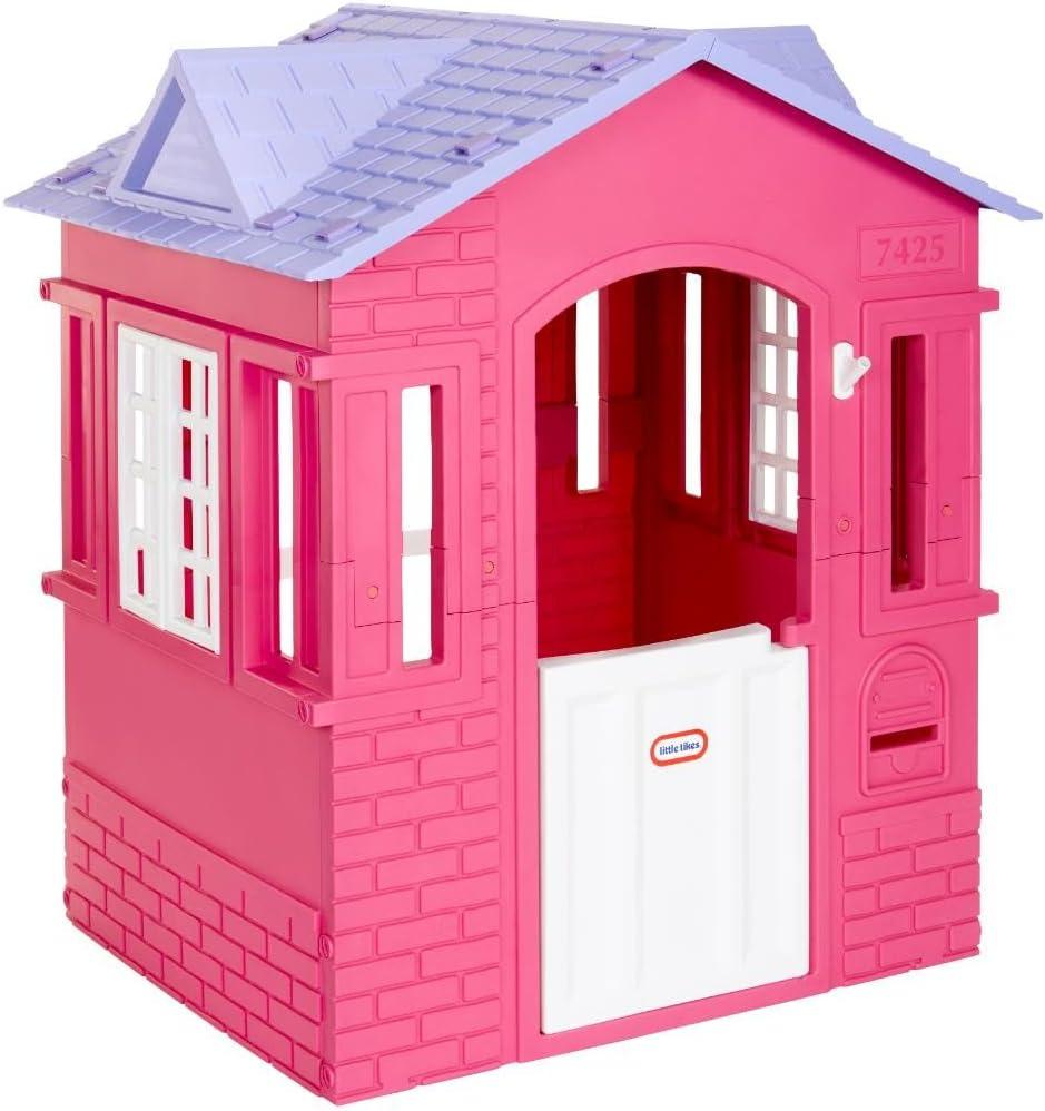 Little Tikes Cape Cottage Pretend Princess Playhousefor Kids, Indoor Outdoor, with Working Doors and Windows, for Toddlers Ages 2+ Years,Pink,Large