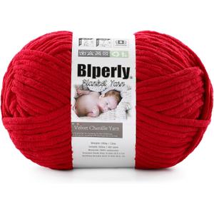 6 Super Bulky Velvet Chenille Yarn for Crocheting - 1 Skein of 200g/7 oz - Ultra Soft Heavy Weight Chunky Knitting Yarn for Baby Blankets, Amigurumi, Home Decorjujube red1 Skein