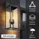 Outdoor Wall Sconce Light, 20 Inch Tall Transitional Exterior Wall Bracket Lighting with Clear Glass, Anti-Rust Powder Coat Black Modern Outside Lantern for Front Porch Corridor Doorway Patio, Medium-1 Pack