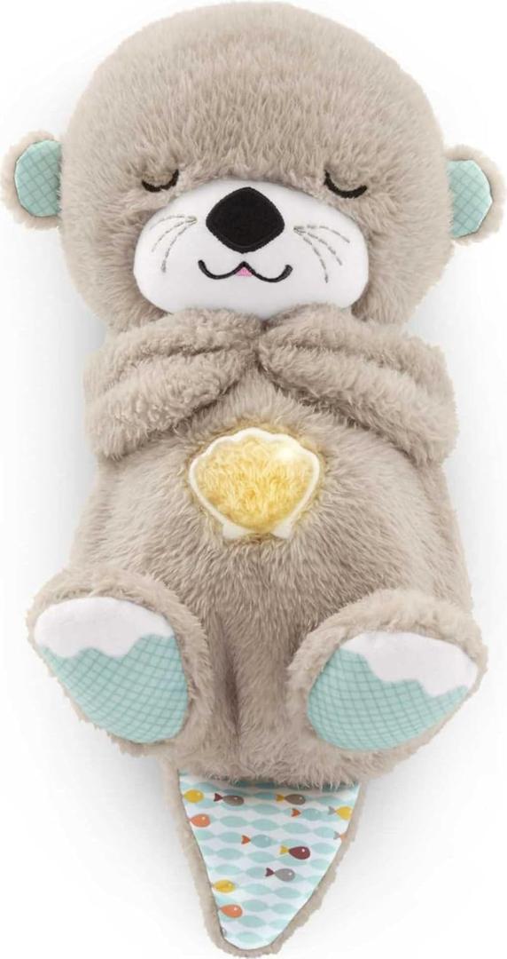 FISHER-PRICE BABY Toy Soothe 'n Snuggle Otter Portable Plush Sound Machine with Music Lights & Breathing Motion for Newborns 0+ Months